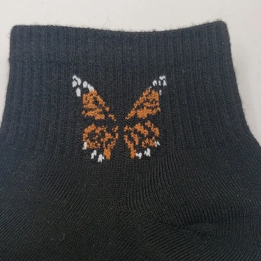 BLACK butterfly ankle socks